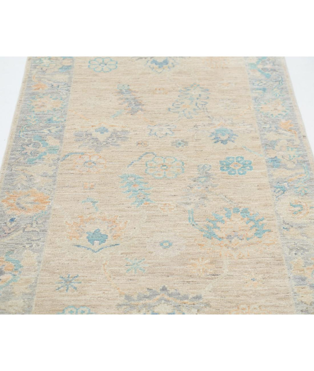 Hand Knotted Oushak Wool Rug 3' 0" x 9' 7" - No. AT14390
