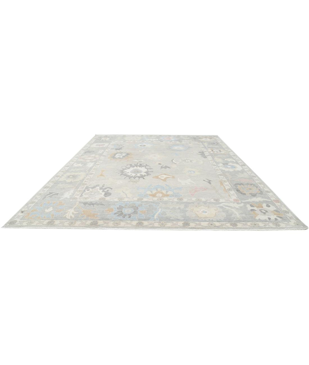 Hand Knotted Oushak Wool Rug 12' 0" x 14' 8" - No. AT73187
