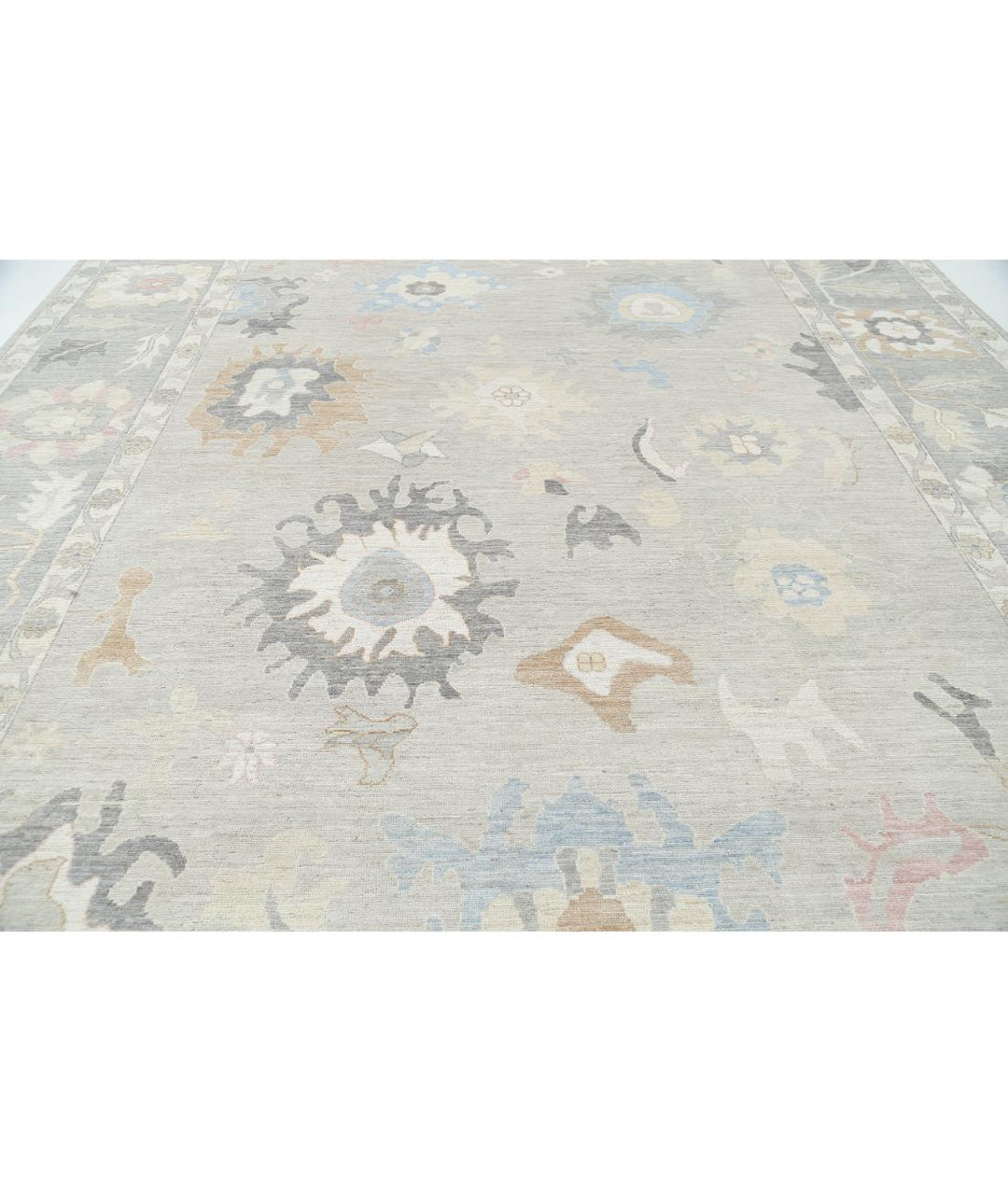 Hand Knotted Oushak Wool Rug 12' 0" x 14' 8" - No. AT73187