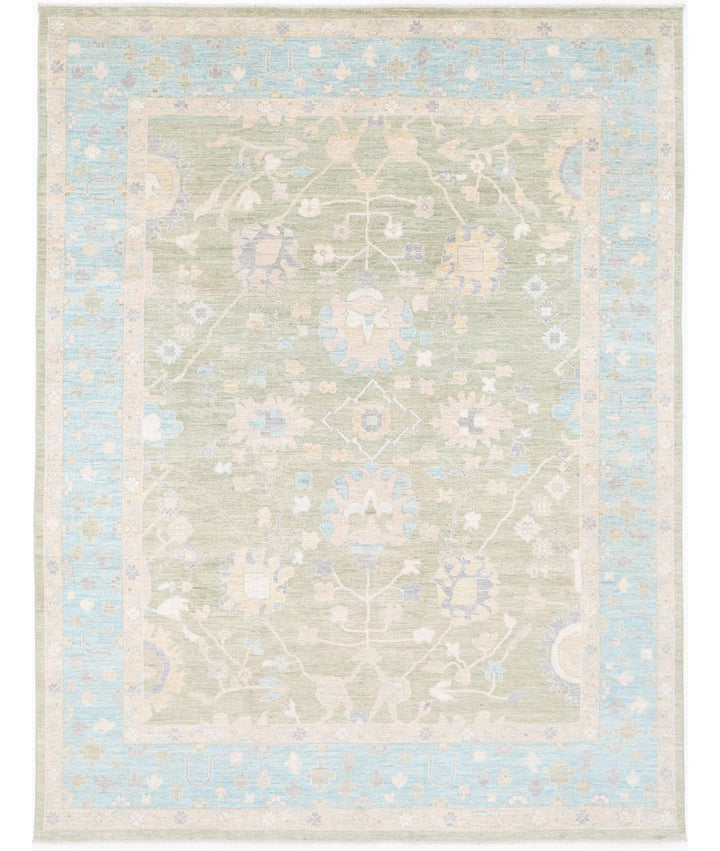 Hand Knotted Oushak Wool Rug 9' 3" x 12' 4" - No. AT94889