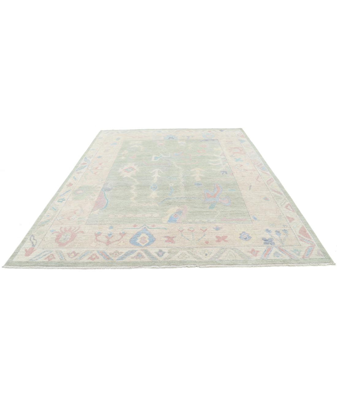Hand Knotted Oushak Wool Rug 8' 2" x 9' 9" - No. AT65535