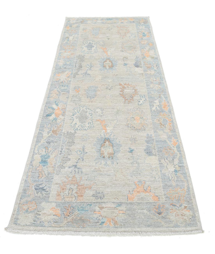 Hand Knotted Oushak Wool Rug 3' 0" x 8' 4" - No. AT32092