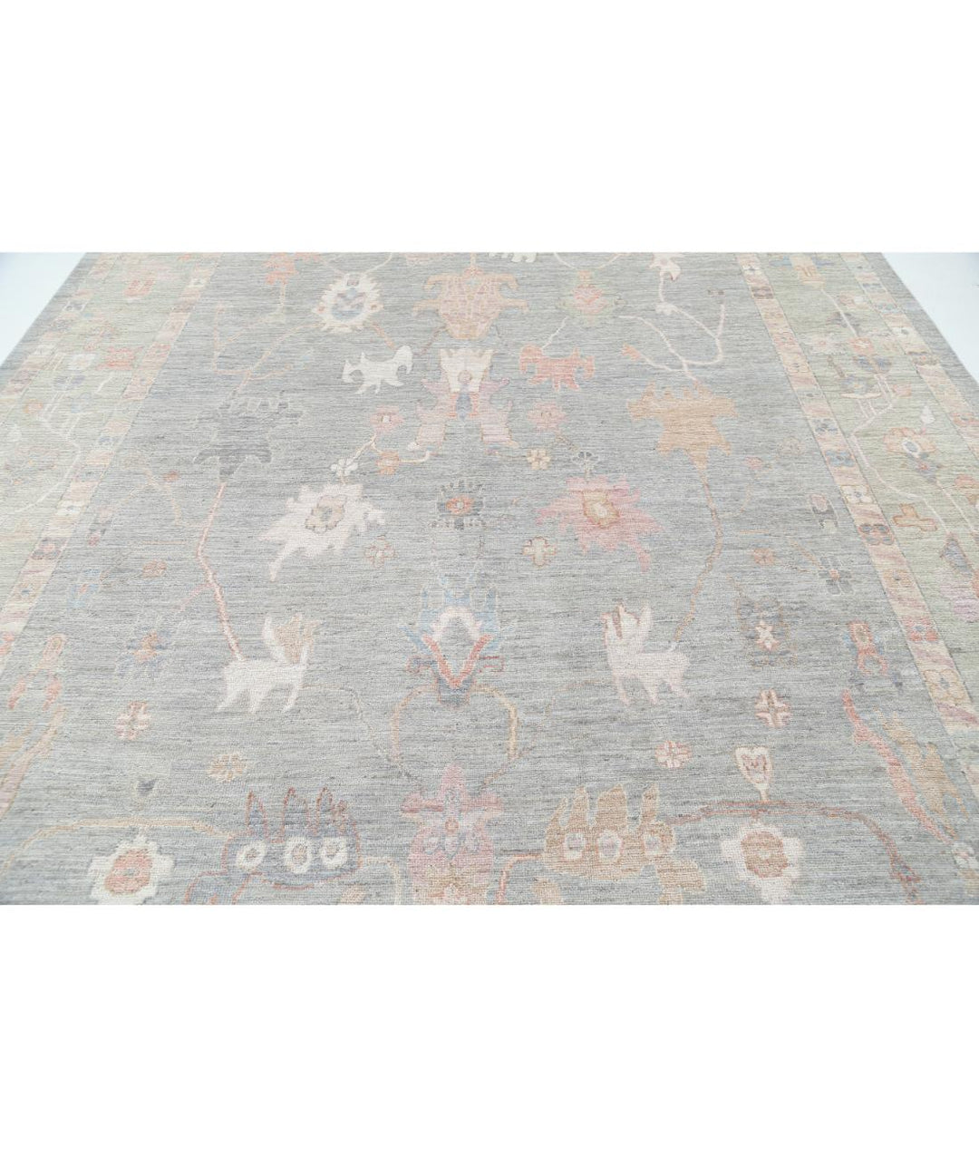 Hand Knotted Oushak Wool Rug 10' 0" x 13' 10" - No. AT38766