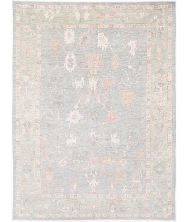 Hand Knotted Oushak Wool Rug 10' 0" x 13' 10" - No. AT38766