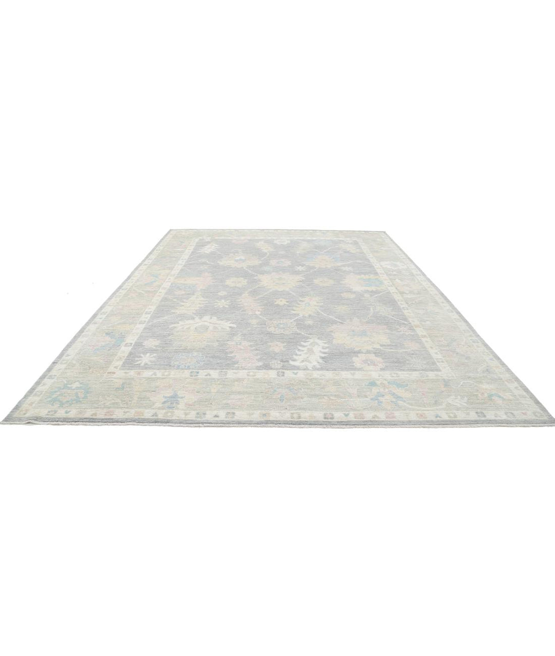 Hand Knotted Oushak Wool Rug 10' 6" x 13' 8" - No. AT55337