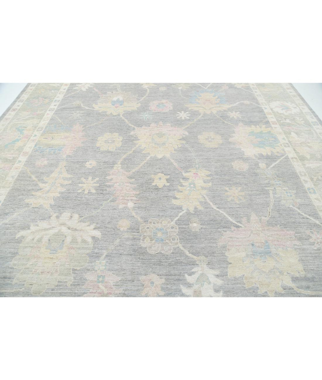 Hand Knotted Oushak Wool Rug 10' 6" x 13' 8" - No. AT55337