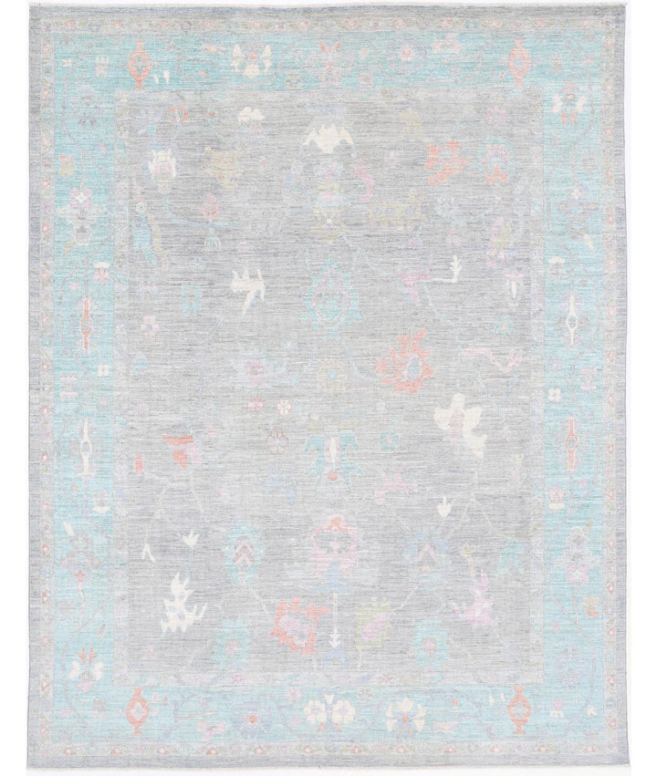 Hand Knotted Oushak Wool Rug 9' 1" x 11' 9" - No. AT90479
