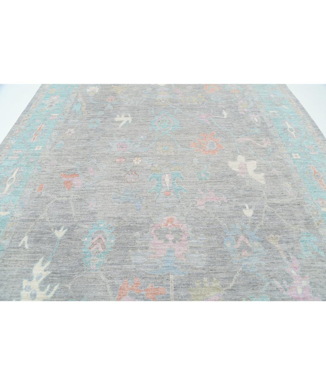 Hand Knotted Oushak Wool Rug 9' 1" x 11' 9" - No. AT90479
