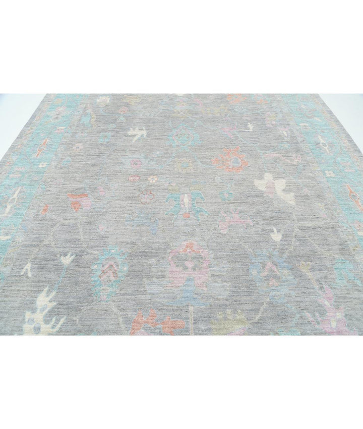 Hand Knotted Oushak Wool Rug 9' 1" x 11' 9" - No. AT90479