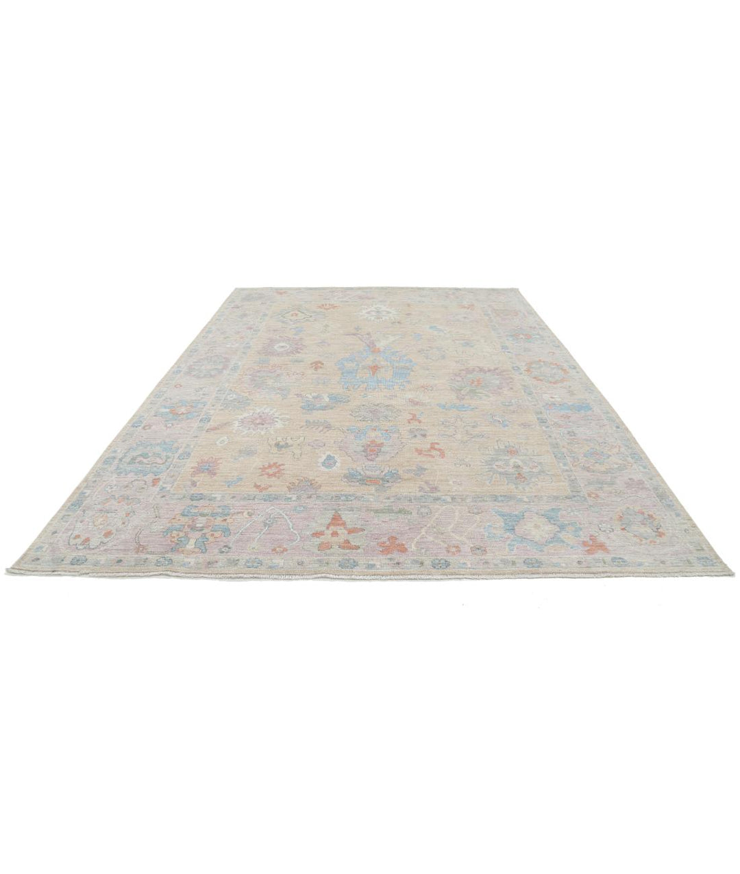 Hand Knotted Oushak Wool Rug 8' 11" x 11' 9" - No. AT19904