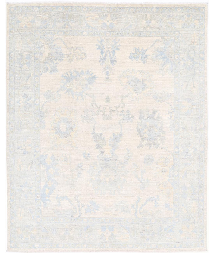 Hand Knotted Oushak Wool Rug 6' 8" x 8' 3" - No. AT62058