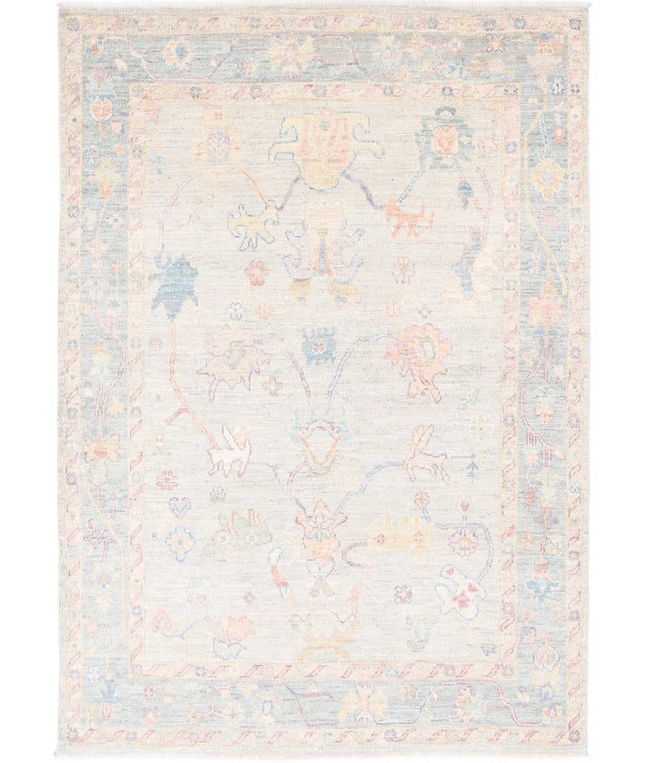 Hand Knotted Oushak Wool Rug 4' 11" x 7' 3" - No. AT87628