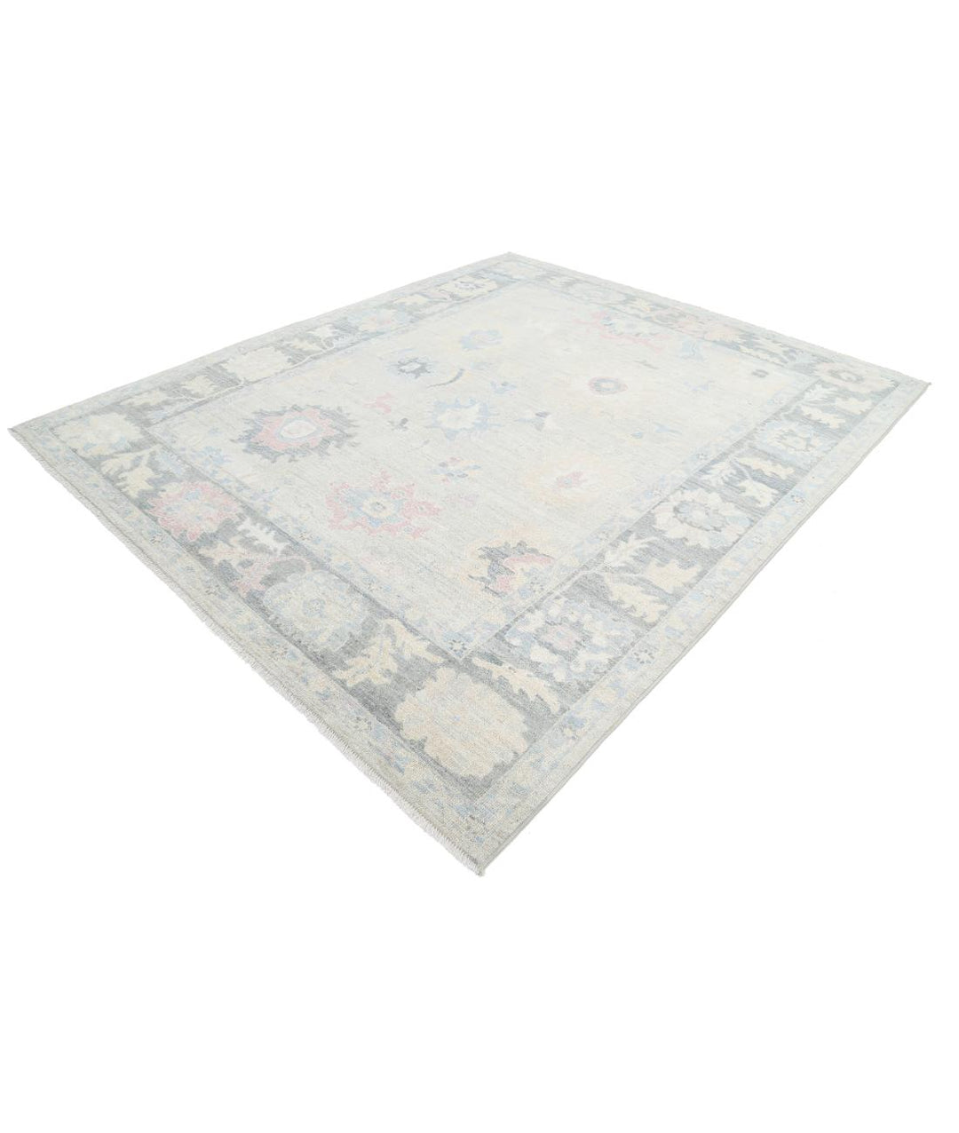 Hand Knotted Oushak Wool Rug 8' 5" x 9' 11" - No. AT32613