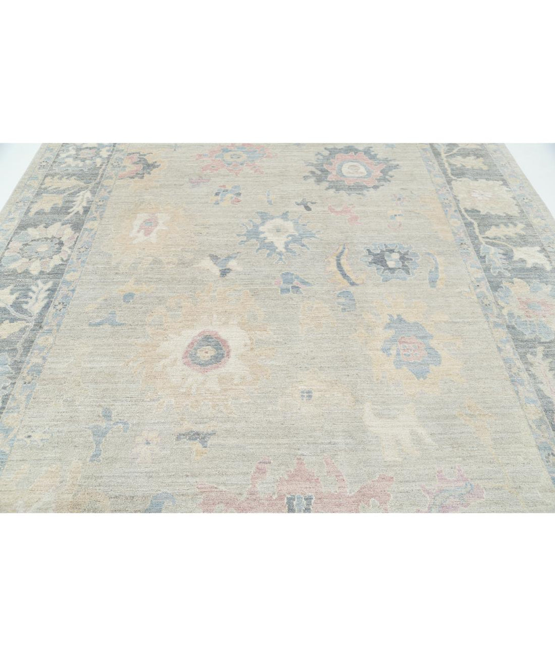 Hand Knotted Oushak Wool Rug 8' 5" x 9' 11" - No. AT32613