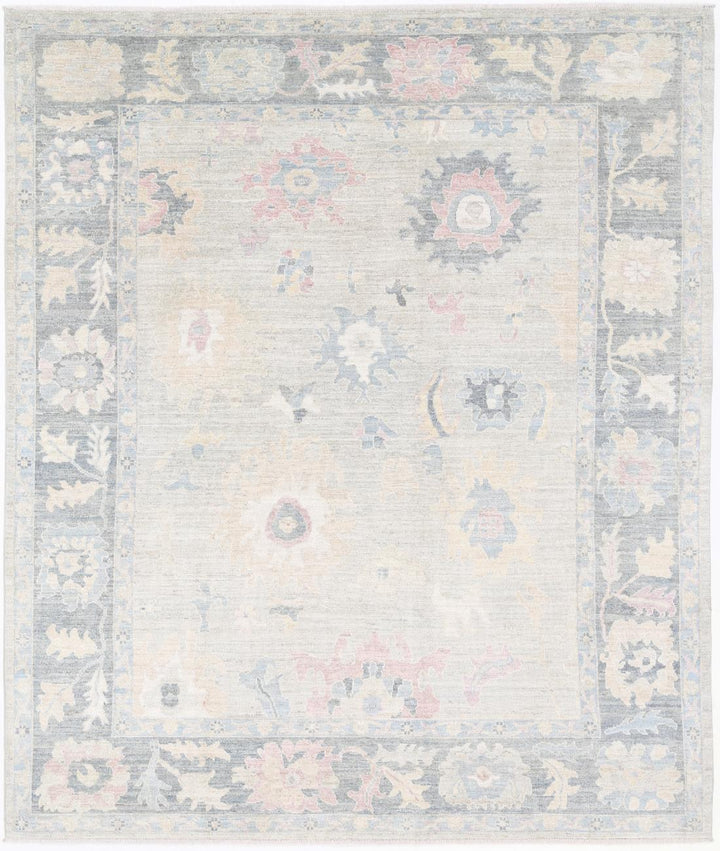Hand Knotted Oushak Wool Rug 8' 5" x 9' 11" - No. AT32613