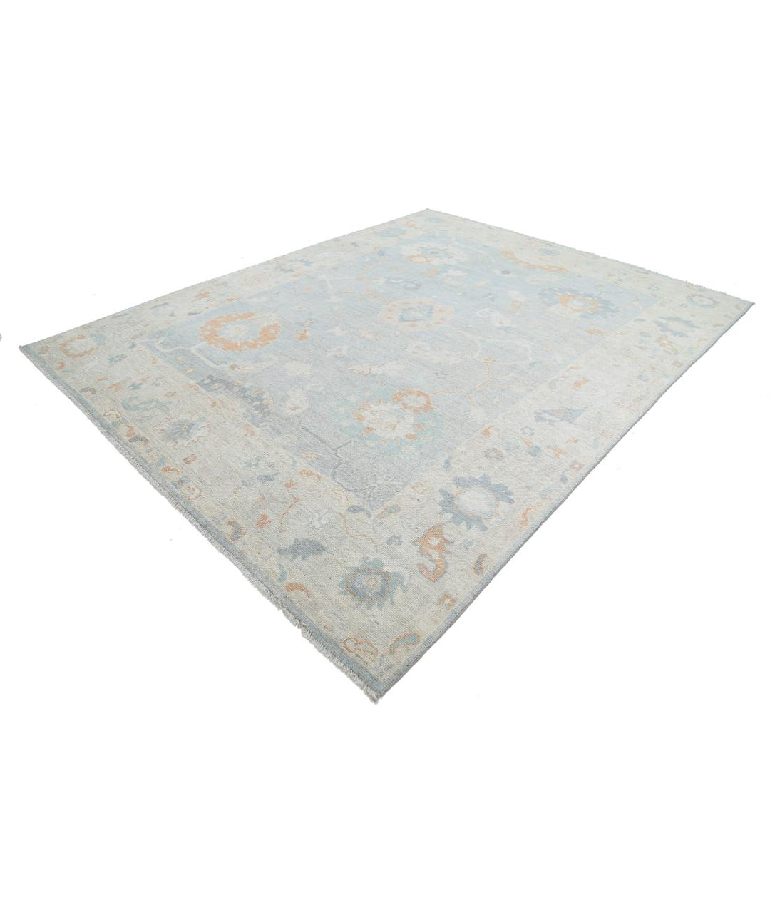 Hand Knotted Oushak Wool Rug 9' 1" x 11' 8" - No. AT83696
