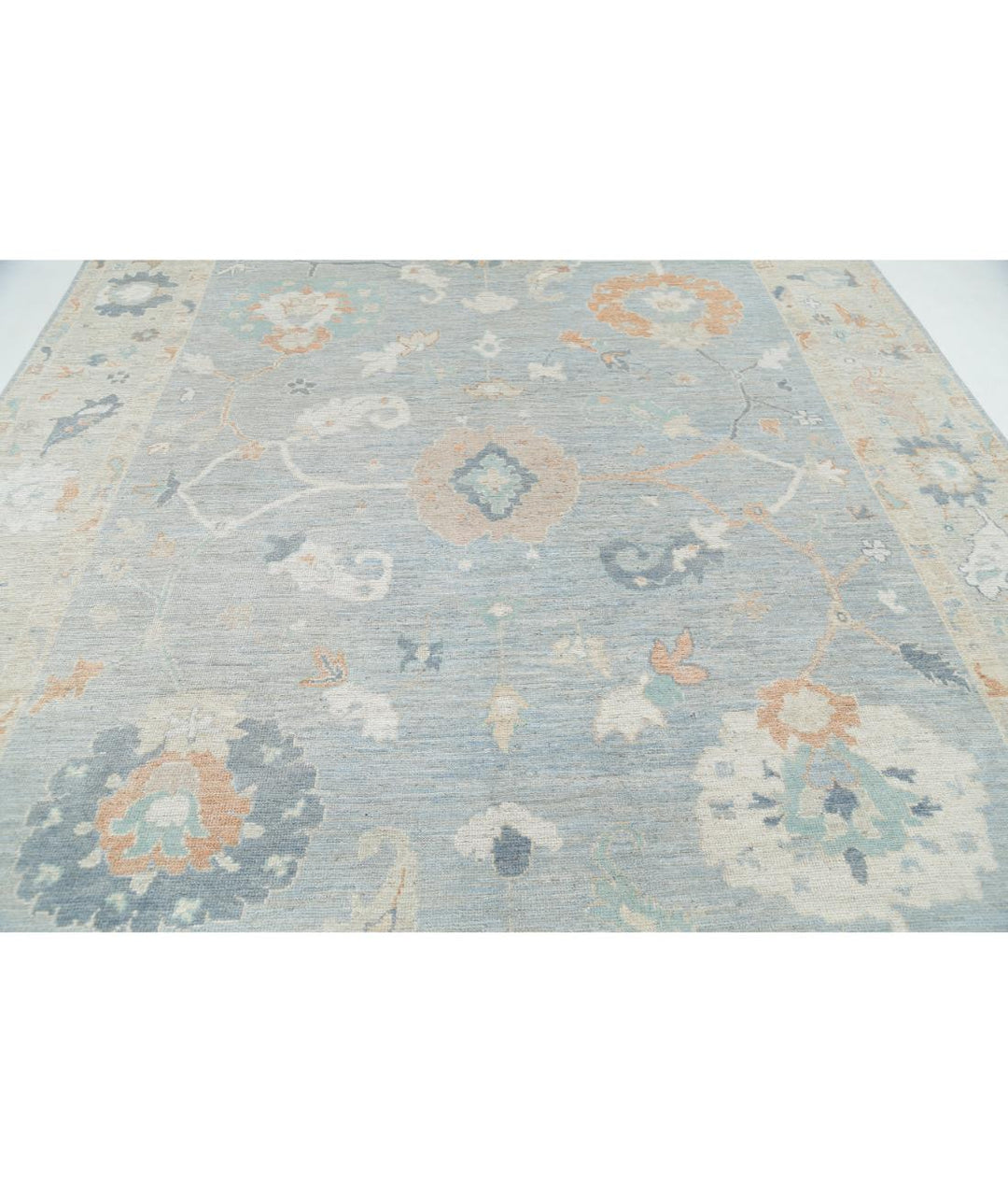 Hand Knotted Oushak Wool Rug 9' 1" x 11' 8" - No. AT83696