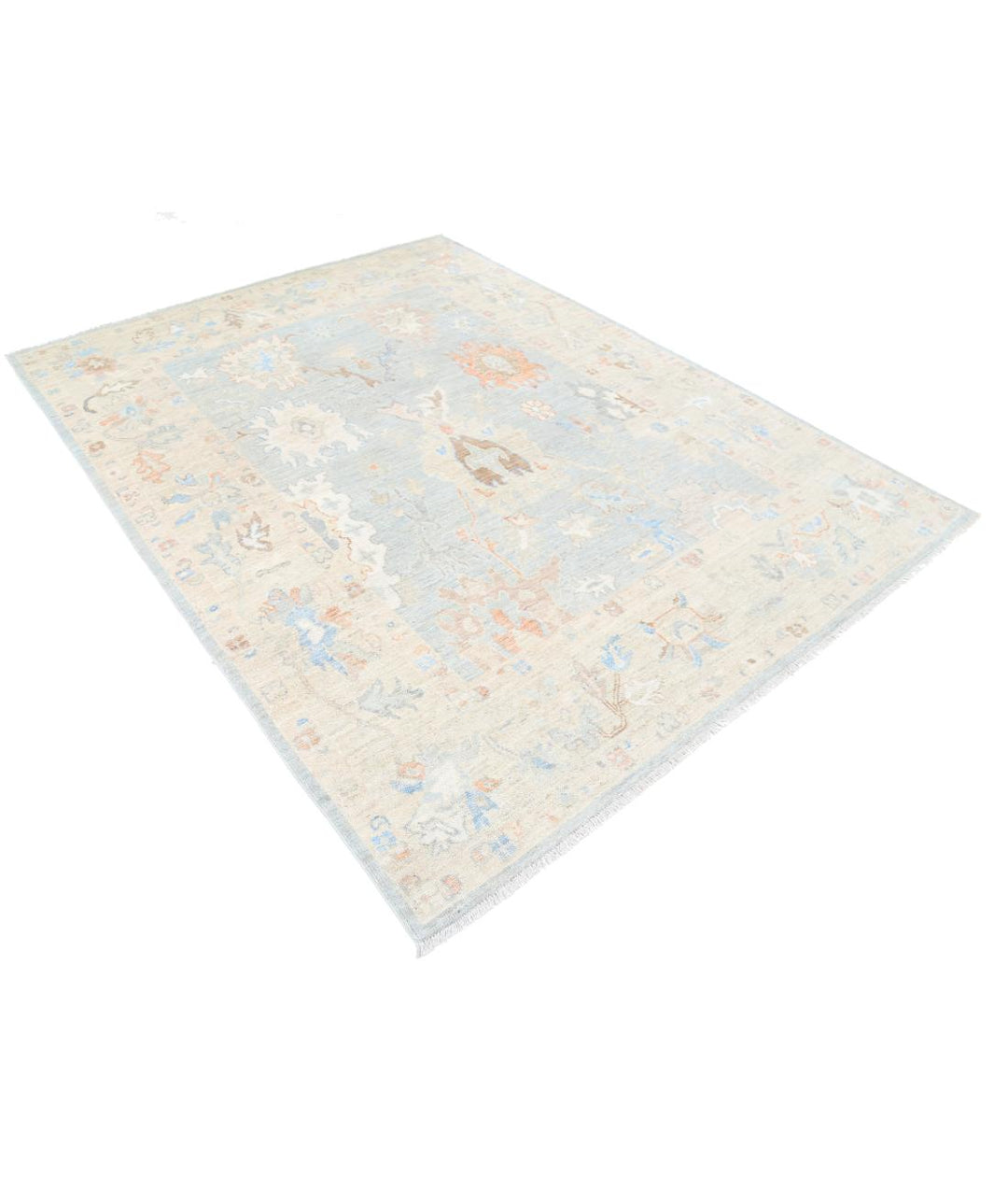 Hand Knotted Oushak Wool Rug 6' 4" x 8' 2" - No. AT47833
