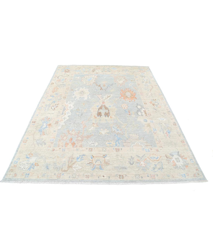 Hand Knotted Oushak Wool Rug 6' 4" x 8' 2" - No. AT47833