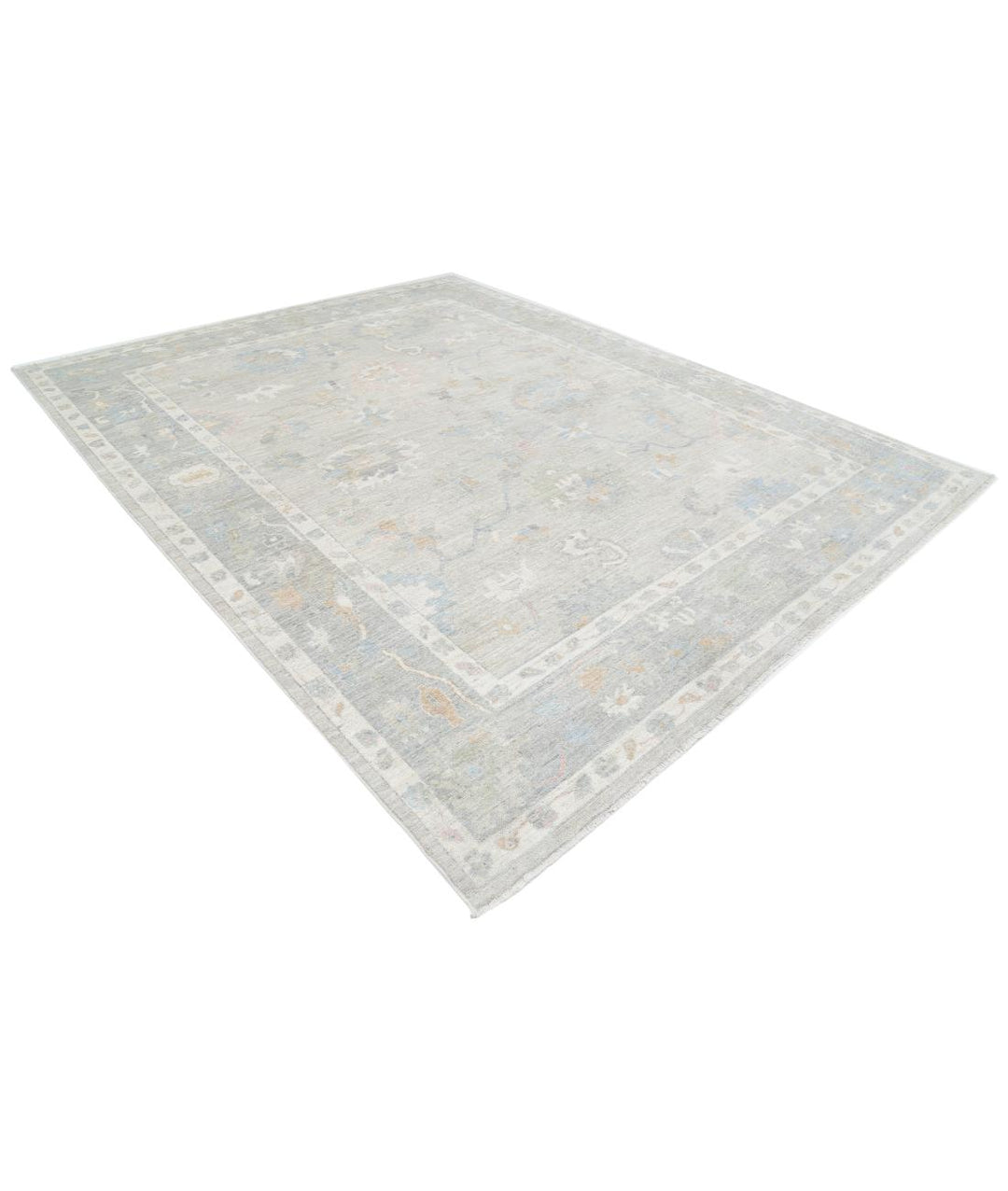 Hand Knotted Oushak Wool Rug 9' 1" x 11' 9" - No. AT10526