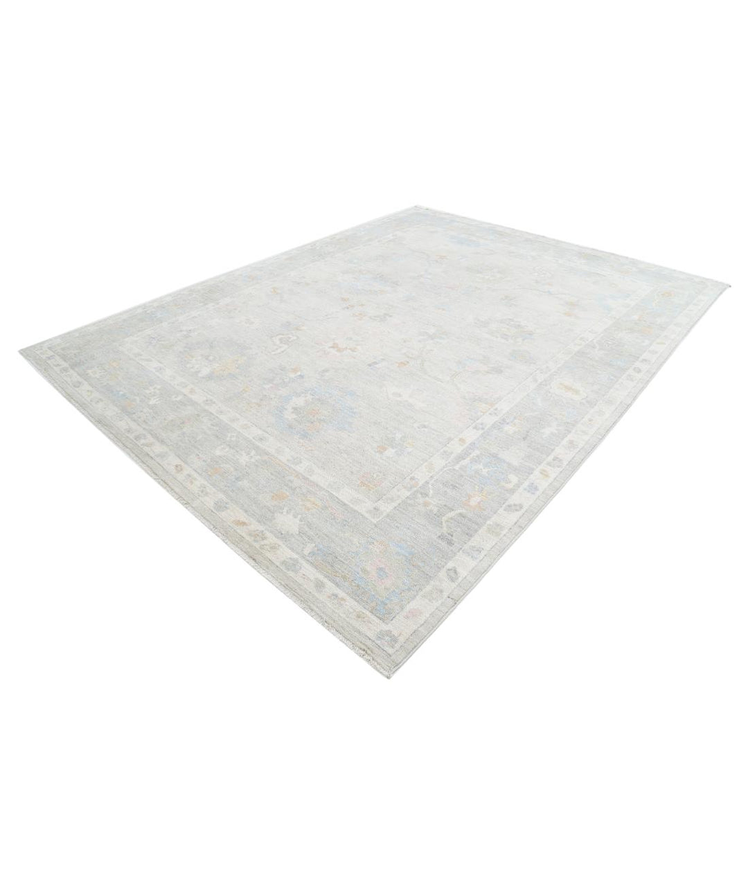 Hand Knotted Oushak Wool Rug 9' 1" x 11' 9" - No. AT10526