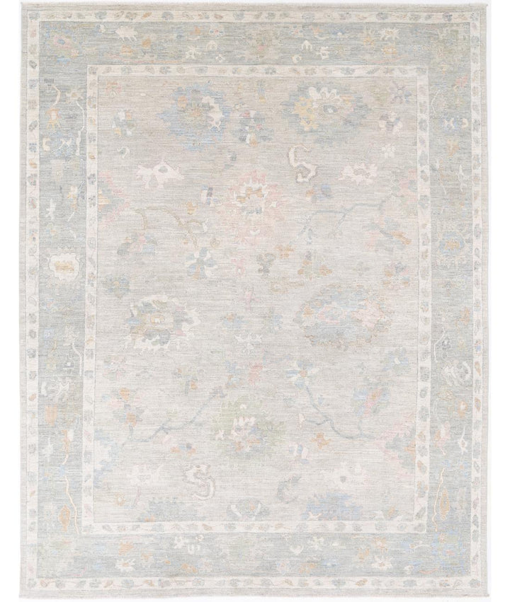 Hand Knotted Oushak Wool Rug 9' 1" x 11' 9" - No. AT10526