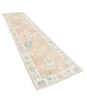 Hand Knotted Oushak Wool Rug 3' 2" x 11' 10" - No. AT91688
