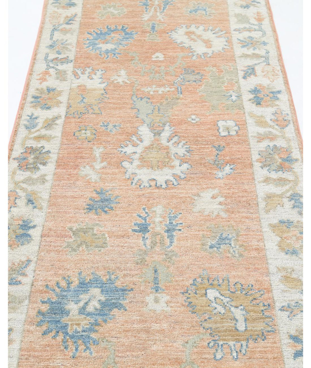 Hand Knotted Oushak Wool Rug 3' 2" x 11' 10" - No. AT91688