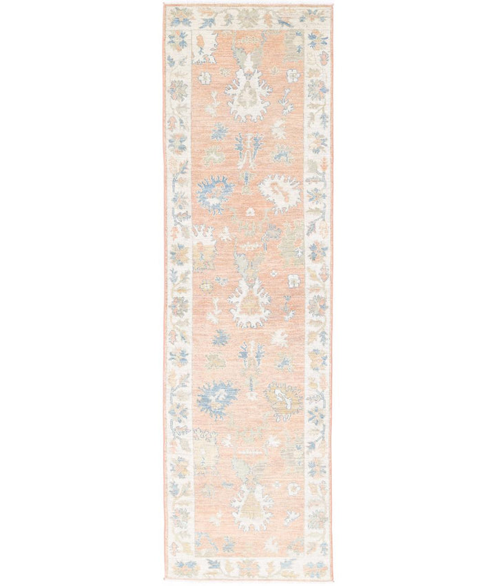 Hand Knotted Oushak Wool Rug 3' 2" x 11' 10" - No. AT91688