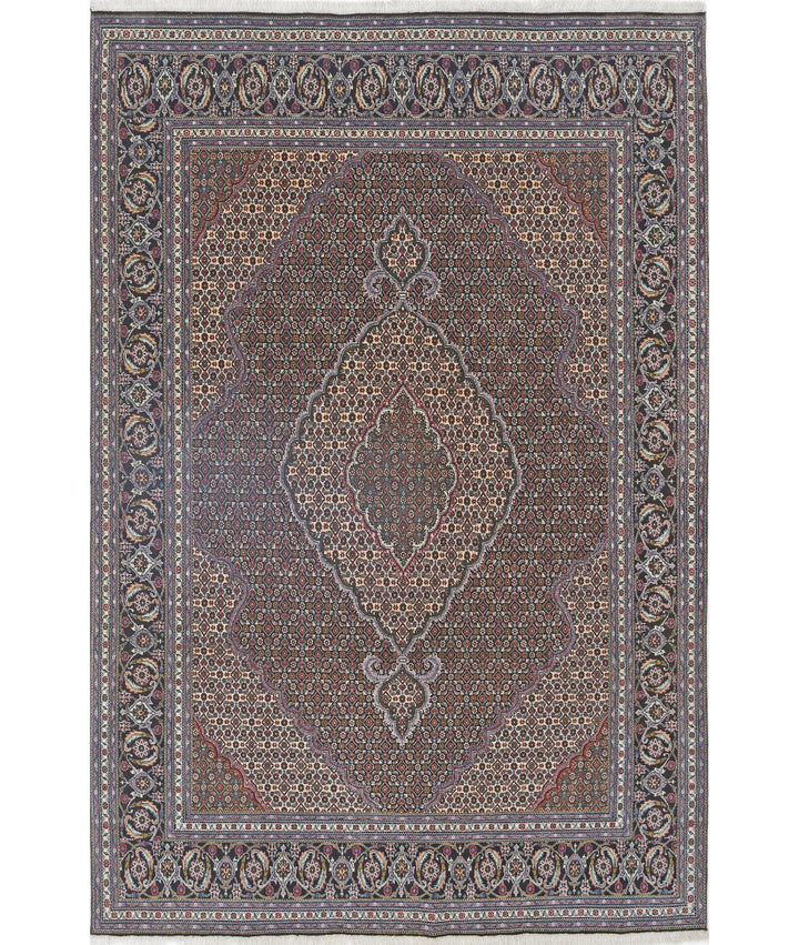 Hand Knotted Persian Tabriz Wool & Silk Rug 6' 5" x 9' 8" - No. AT68509