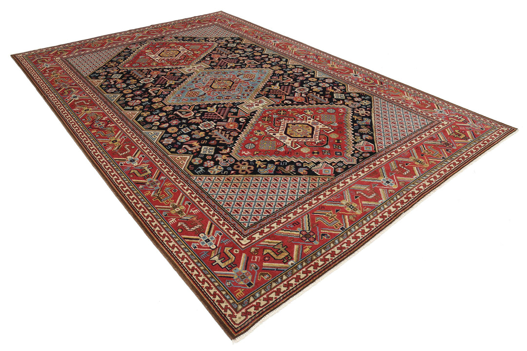 Hand Knotted Vintage Persian Qashqai Wool Rug 7' 11" x 11' 10" - No. AT57023