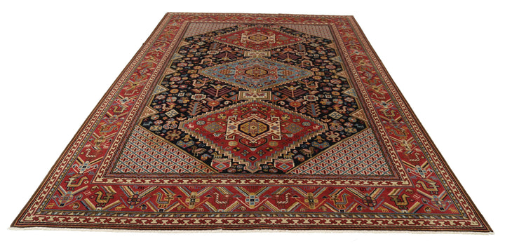 Hand Knotted Vintage Persian Qashqai Wool Rug 7' 11" x 11' 10" - No. AT57023