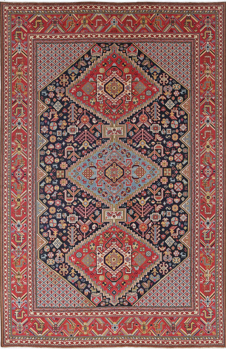 Hand Knotted Vintage Persian Qashqai Wool Rug 7' 11" x 11' 10" - No. AT57023