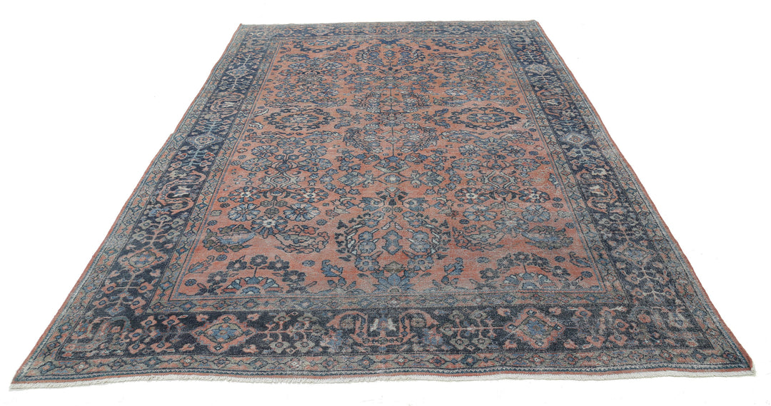 Hand Knotted Vintage Persian Sarouk Wool Rug 7' 3" x 10' 9" - No. AT24694