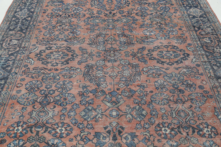 Hand Knotted Vintage Persian Sarouk Wool Rug 7' 3" x 10' 9" - No. AT24694