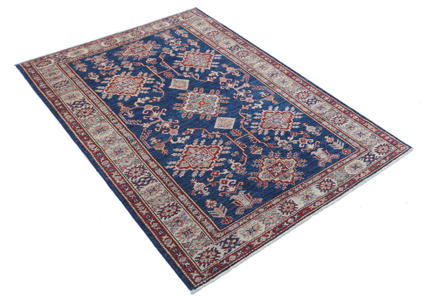 Hand Knotted Royal Kazak Wool Rug 4' 0" x 5' 5" - No. AT37820