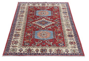 Hand Knotted Royal Kazak Wool Rug 3' 4" x 4' 9" - No. AT39125