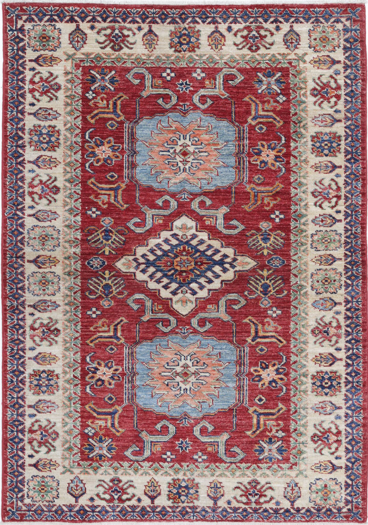 Hand Knotted Royal Kazak Wool Rug 3' 4" x 4' 9" - No. AT39125