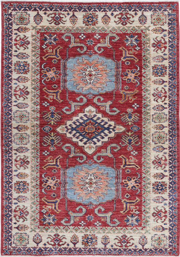 Hand Knotted Royal Kazak Wool Rug 3' 4" x 4' 9" - No. AT39125