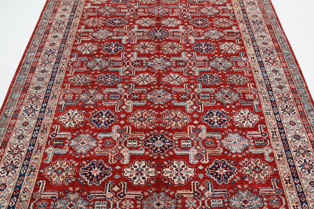 Hand Knotted Royal Kazak Wool Rug 6' 7" x 9' 5" - No. AT59093