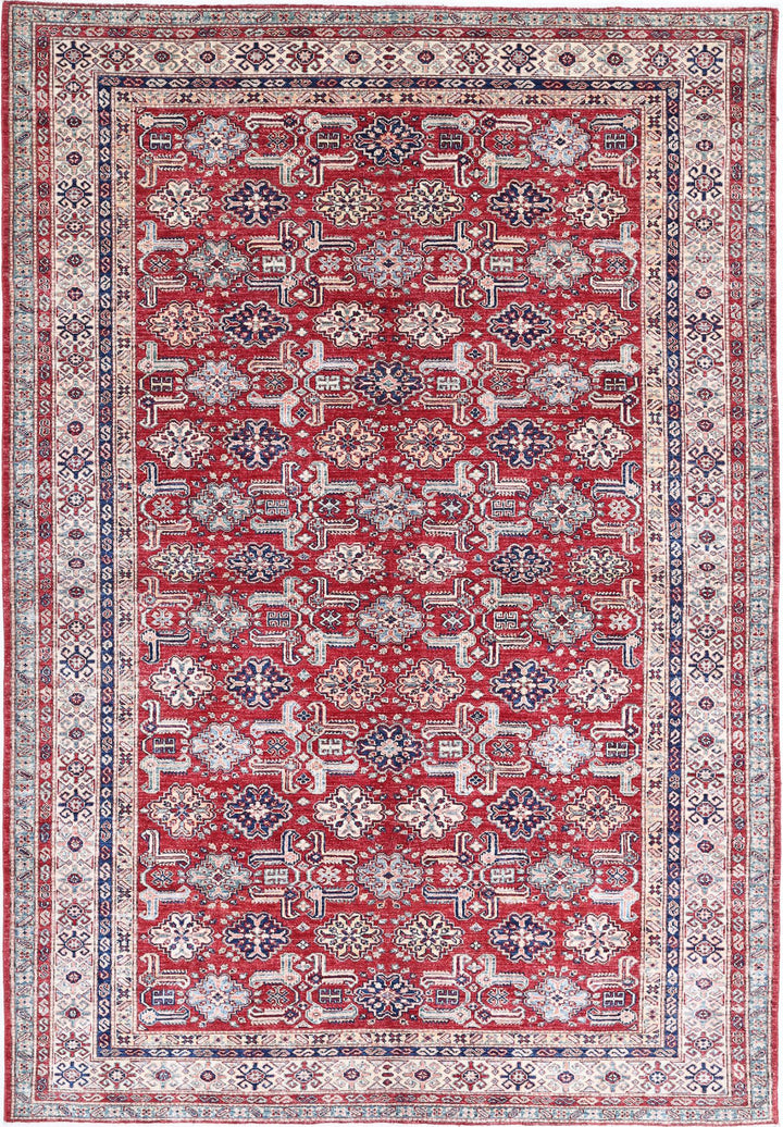 Hand Knotted Royal Kazak Wool Rug 6' 7" x 9' 5" - No. AT59093