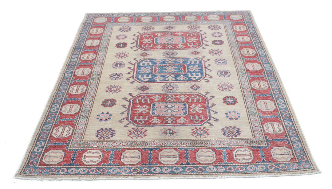Hand Knotted Royal Kazak Wool Rug 4' 8" x 5' 11" - No. AT81844