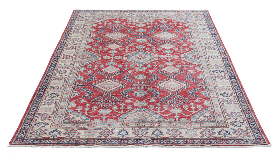 Hand Knotted Royal Kazak Wool Rug 4' 10" x 6' 6" - No. AT43734