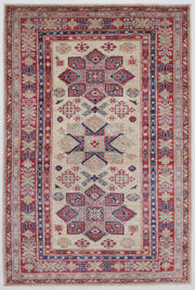 Hand Knotted Royal Kazak Wool Rug 4' 0" x 6' 1" - No. AT73499