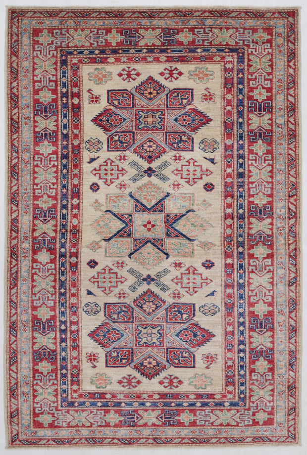 Hand Knotted Royal Kazak Wool Rug 4' 0" x 6' 1" - No. AT73499