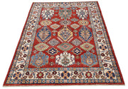 Hand Knotted Royal Kazak Wool Rug 4' 0" x 6' 2" - No. AT84698