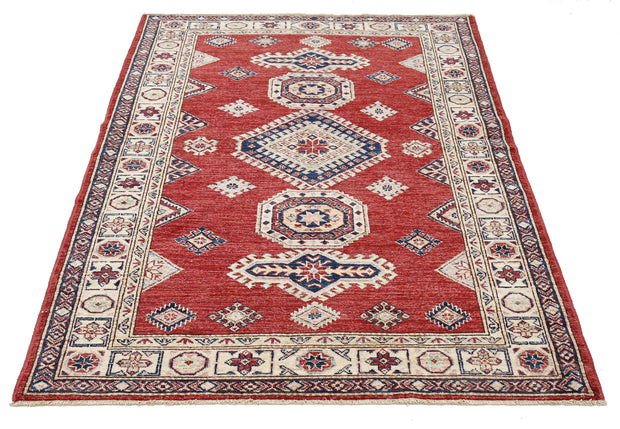 Hand Knotted Royal Kazak Wool Rug 4' 2" x 5' 9" - No. AT61448