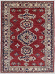 Hand Knotted Royal Kazak Wool Rug 4' 2" x 5' 9" - No. AT61448