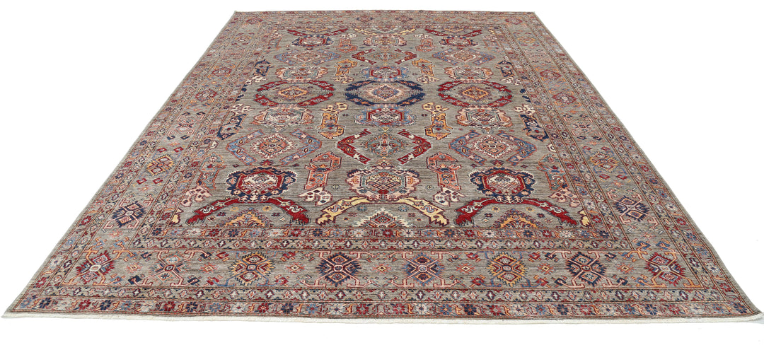 Hand Knotted Royal Kazak Wool Rug 9' 2" x 12' 3" - No. AT48764