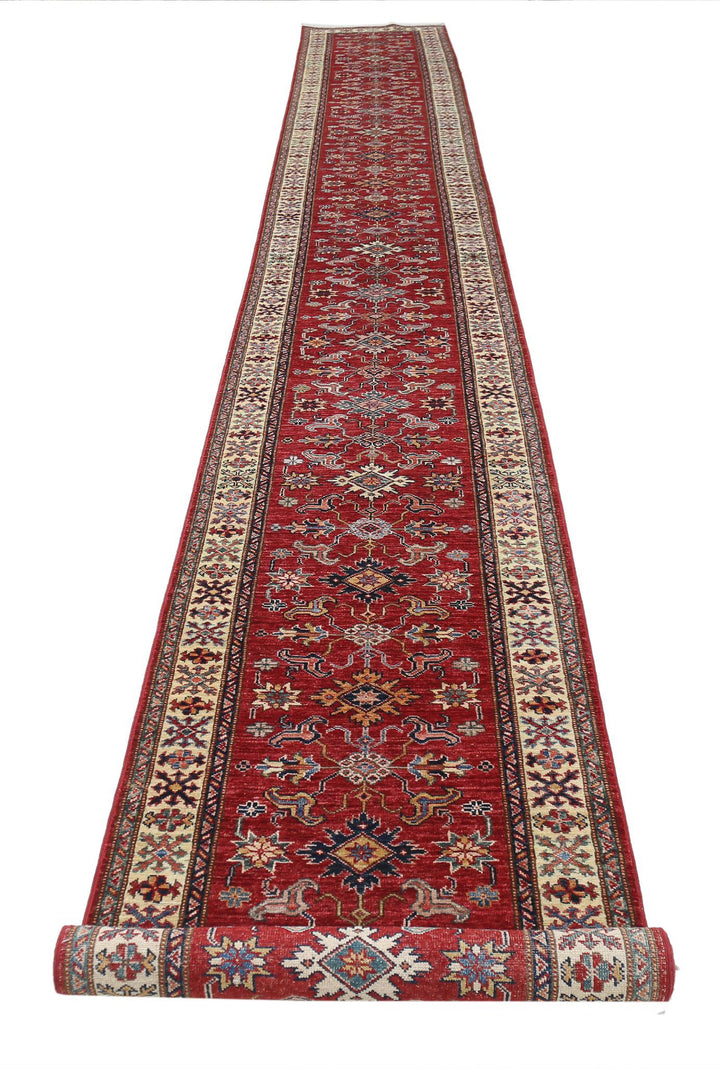 Hand Knotted Royal Kazak Wool Rug 2' 7" x 23' 0" - No. AT11139